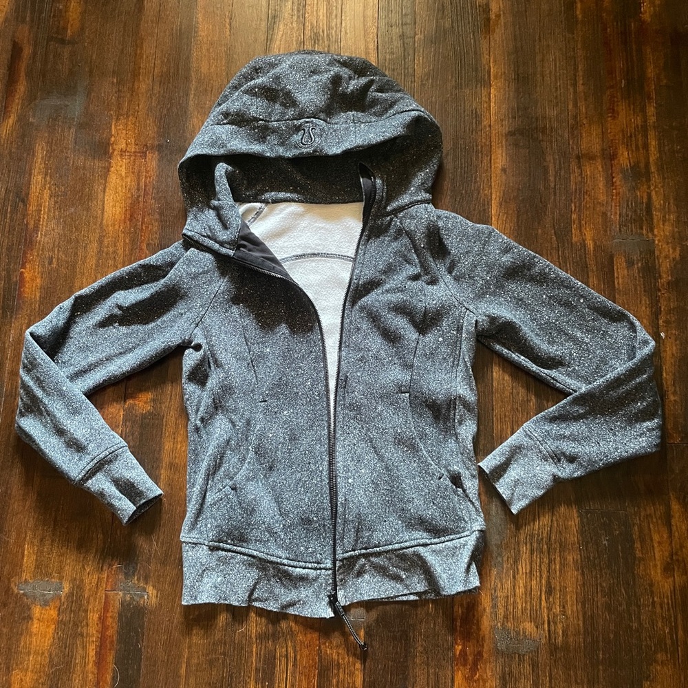 Lululemon scuba hoodie size 6 luminesce white black splatter cotton